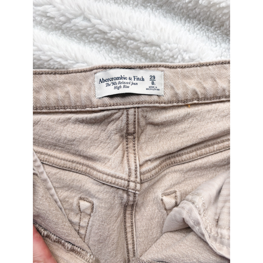 Abercrombie & Fitch High Rise 90s Relaxed Jeans Tan Denim Size 29/8 - Picture 6 of 8